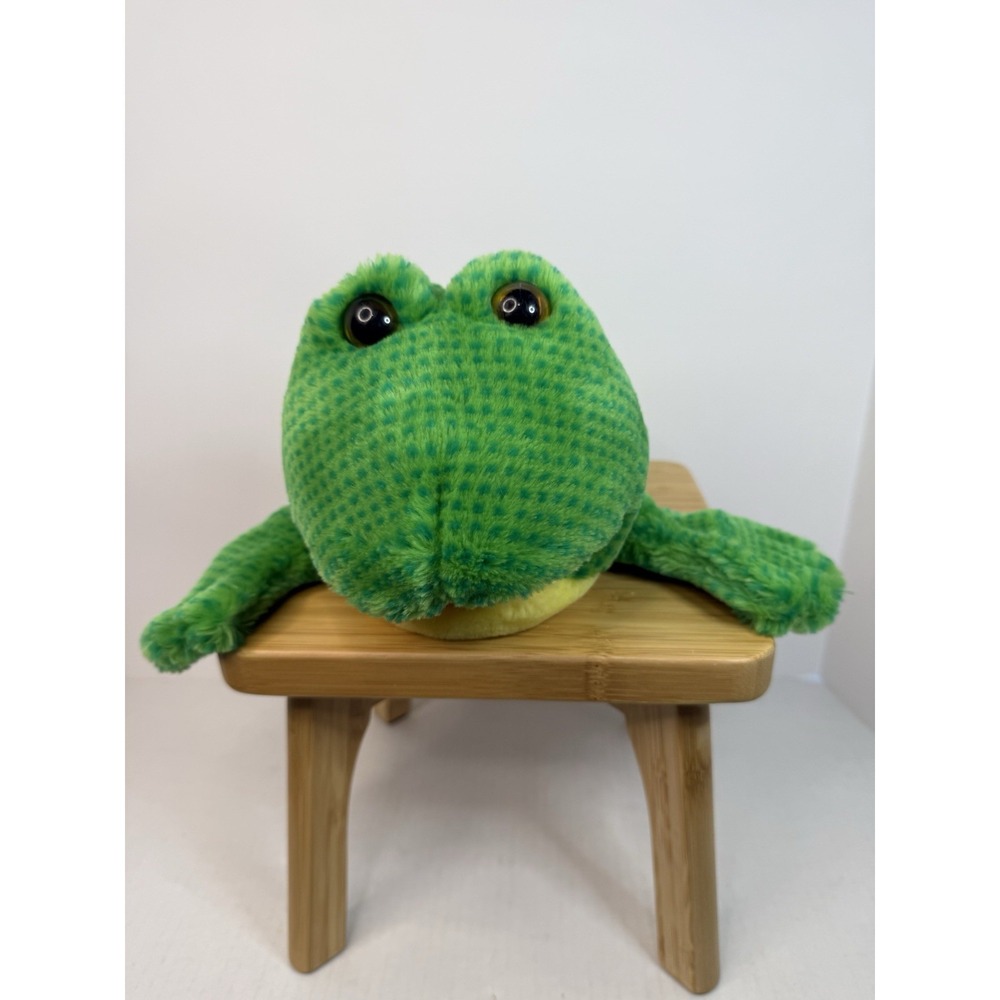 Dakin Rattle Frog Plush Hand Puppet 10" 1993 Stuffed Animal Toy Green Spotted